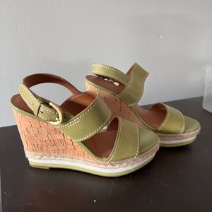 Franco Sarto Green Wedge Sandals size 7